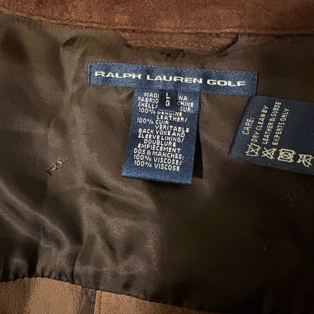 Vintage Ralph Lauren Golf Suede Jacket Leather RRL Safari Coat Belted Zip Up L - Picture 3 of 13